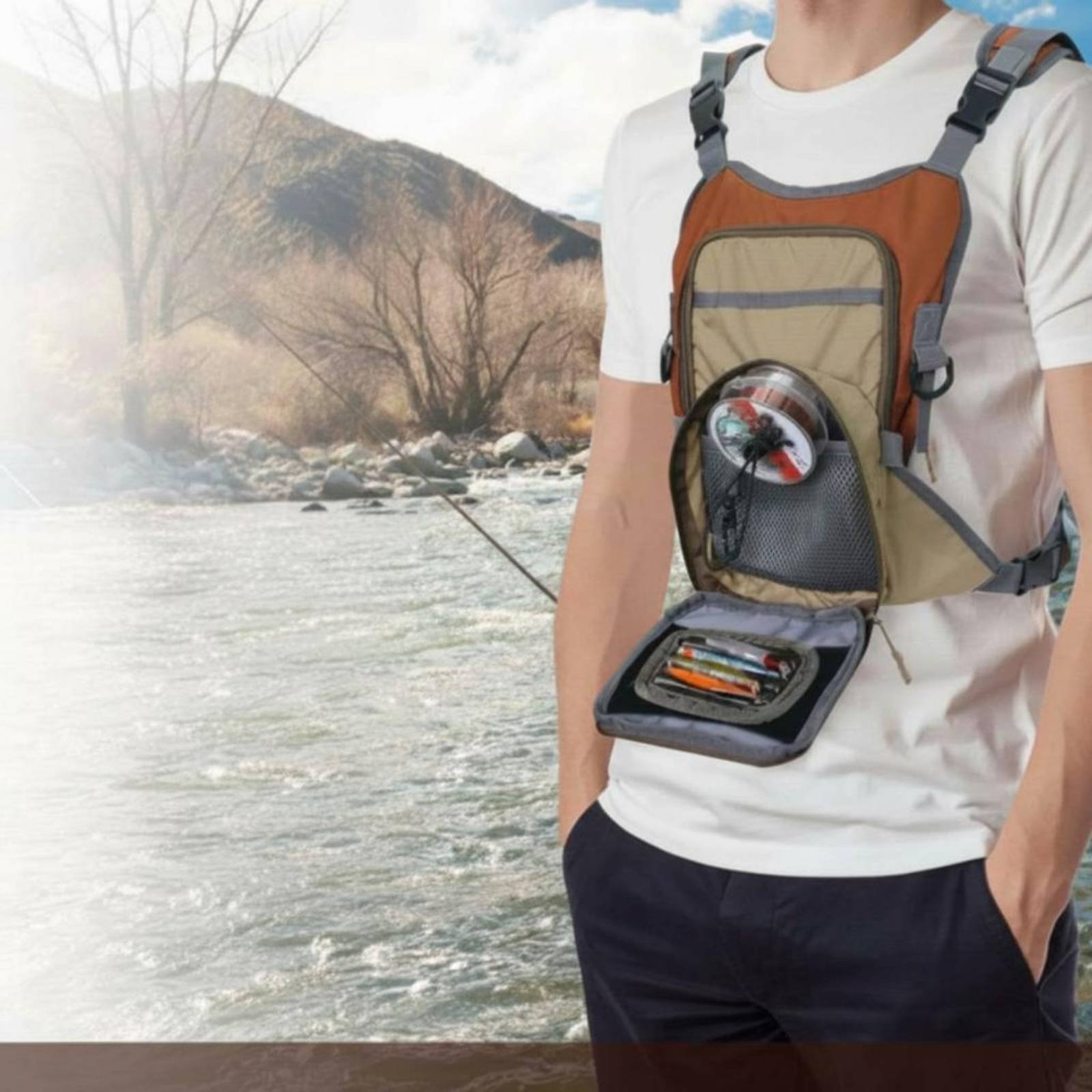 เสื้อกั๊กตกปลา กระเป๋าคาดหน้าอ - Fishing Bag Waterproof บทวิจารณ์และราคา
